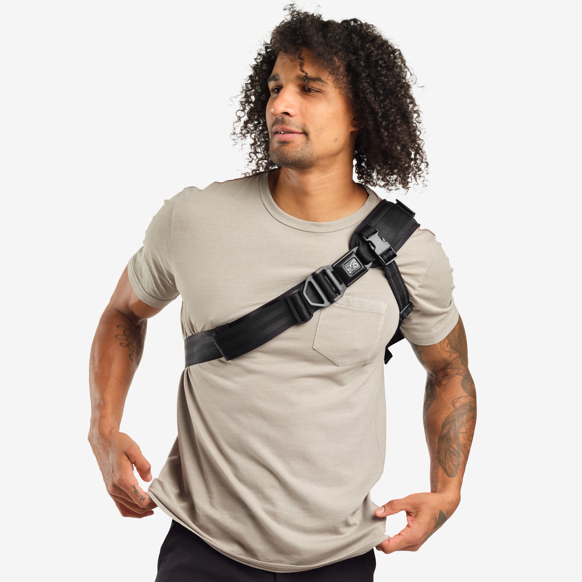 9L Kadet sling shown on a person front view