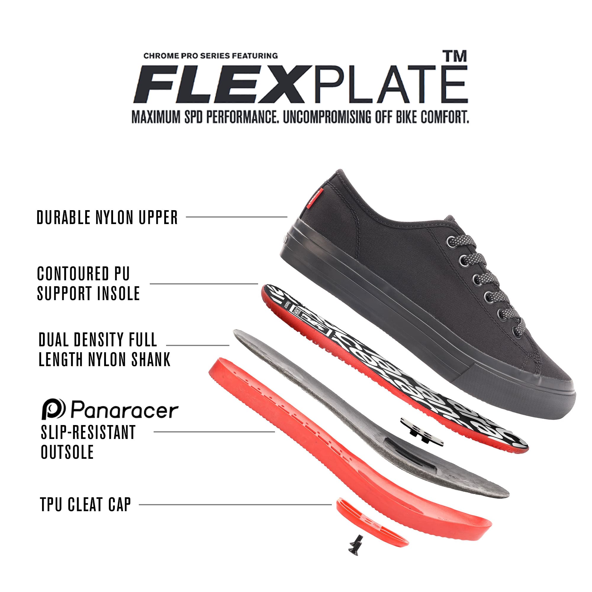 Kursk all weather SPD Sneaker in black flexplate information