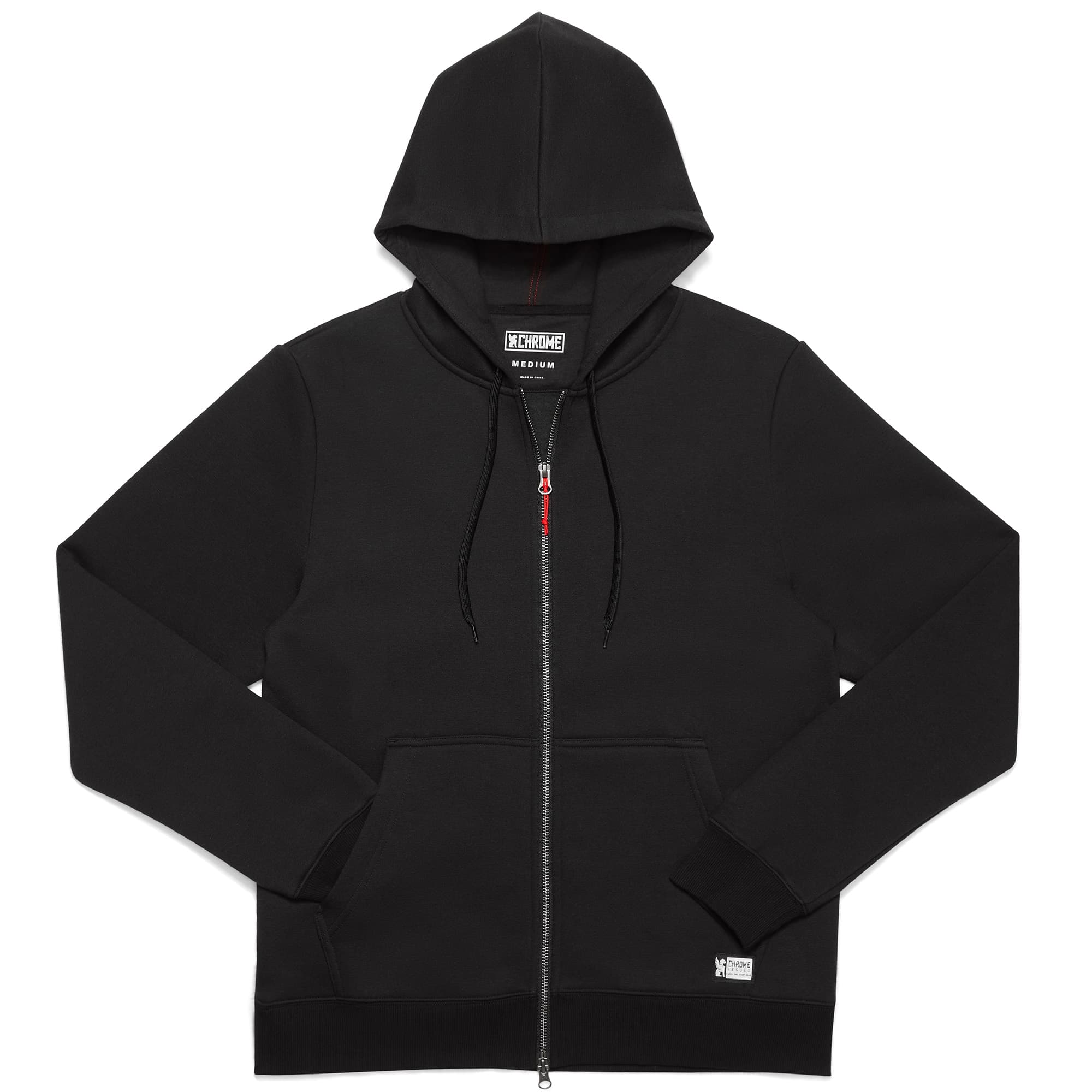 Black fleece zip-front Hoodie #color_black