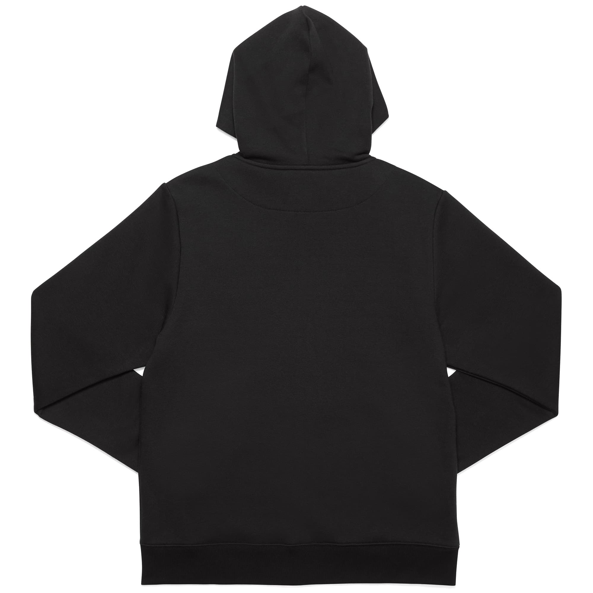 Black fleece zip-front Hoodie back view #color_black