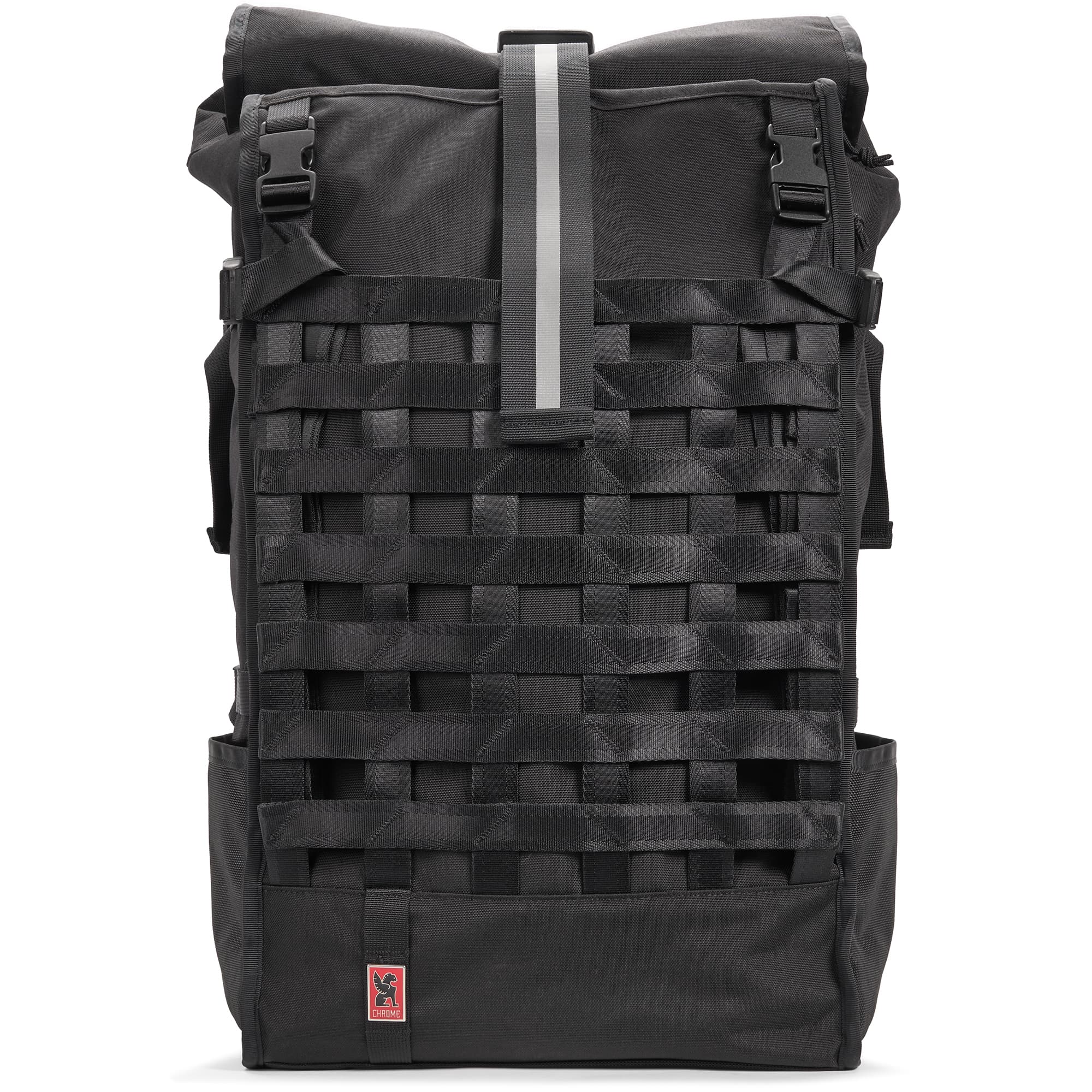 80L Black Barrage Pro full on front view #color_black/red