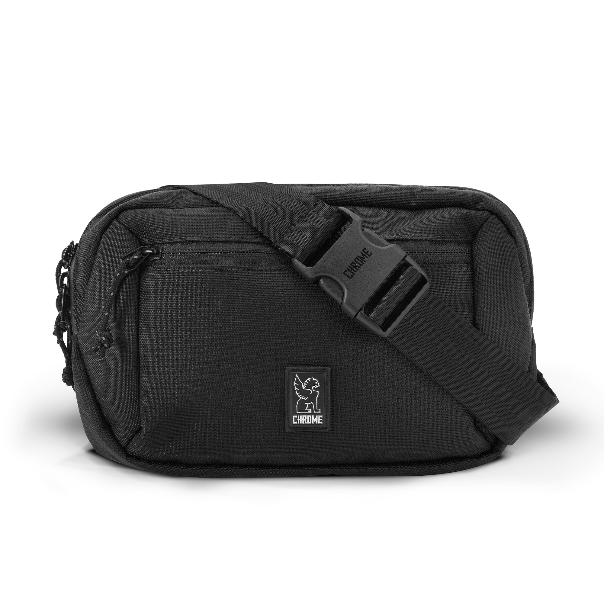 Ziptop Waistpack sling in black front view #color_black