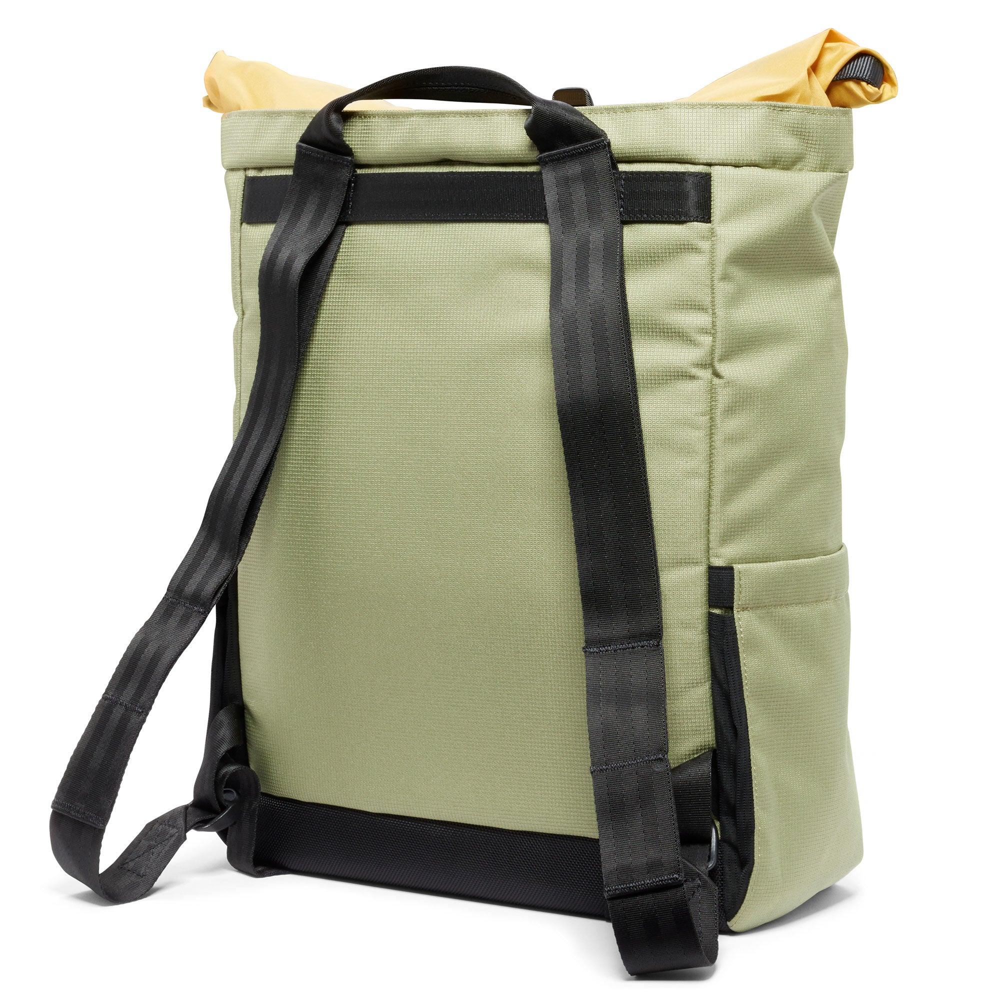 Ruckas Tote rolltop in green backpack view #color_oil green