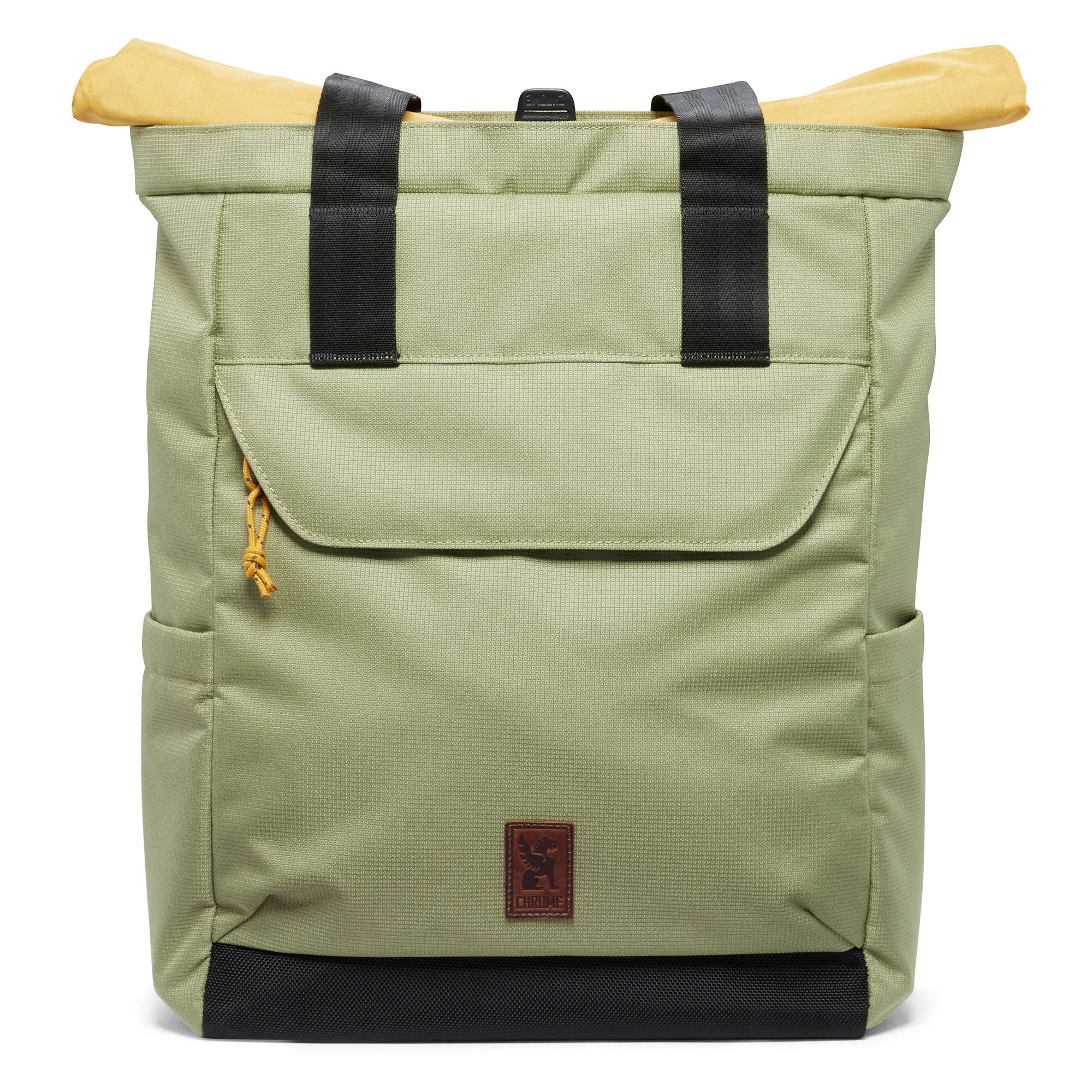 Ruckas Tote rolltop in green front view #color_oil green