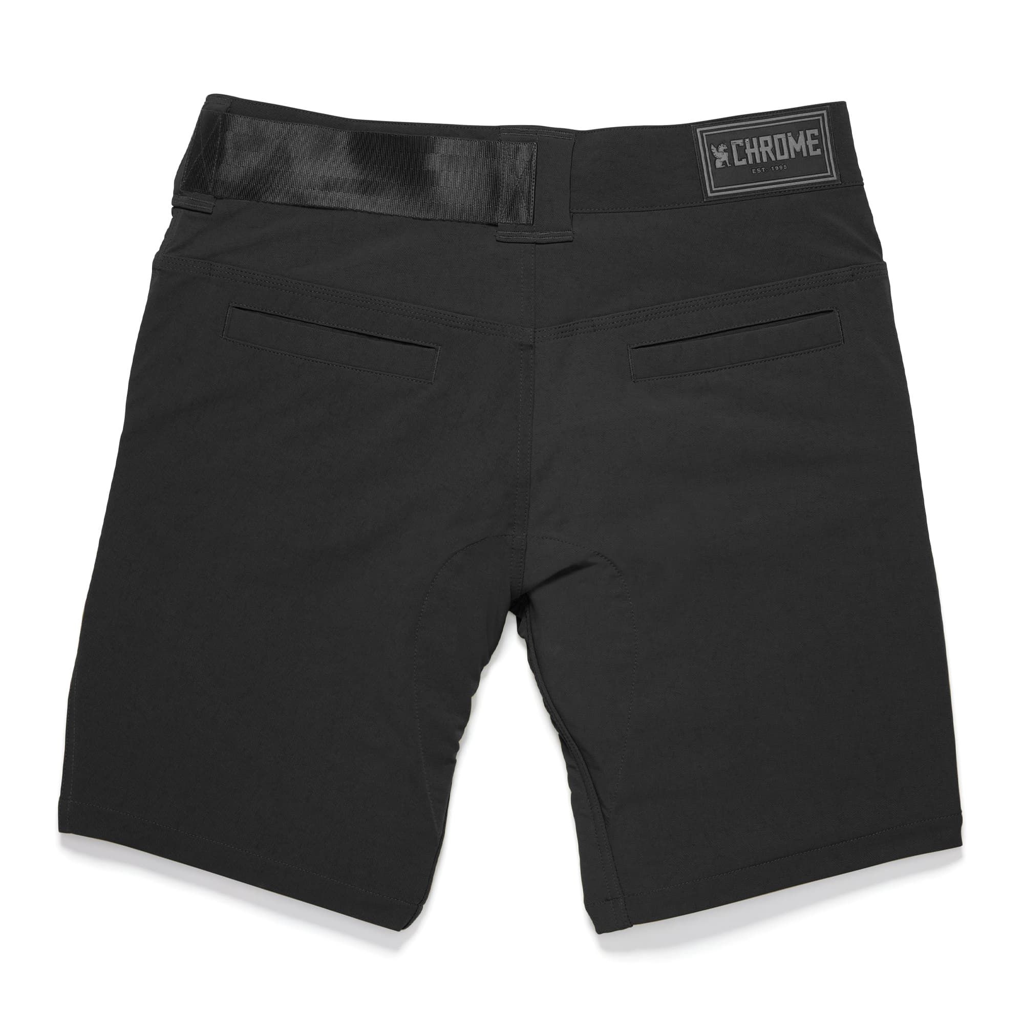 Men's 9" inseam Folsom Mid Short in black, back detail #color_black