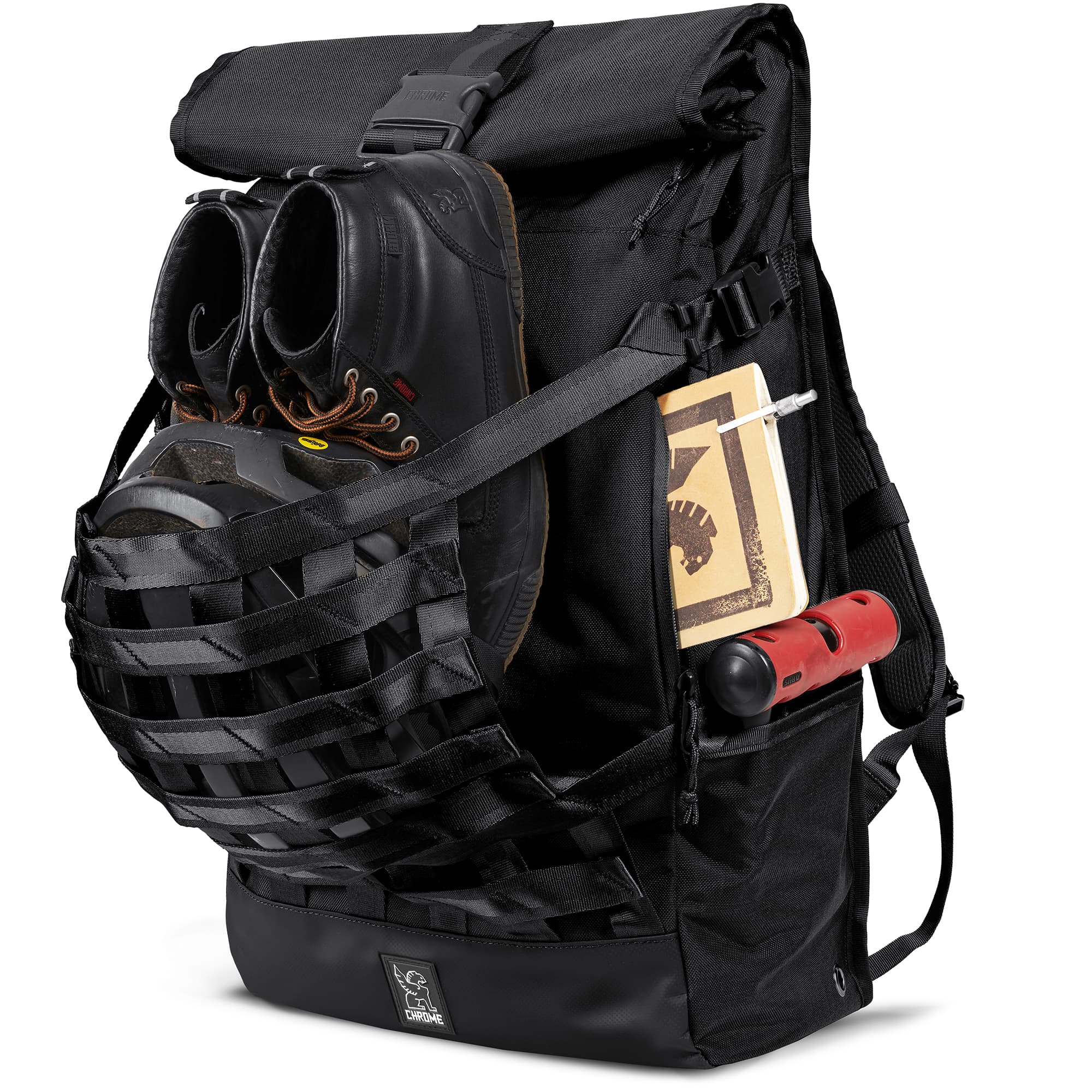 Black Barrage Freight Backpack cargo net detail #color_black