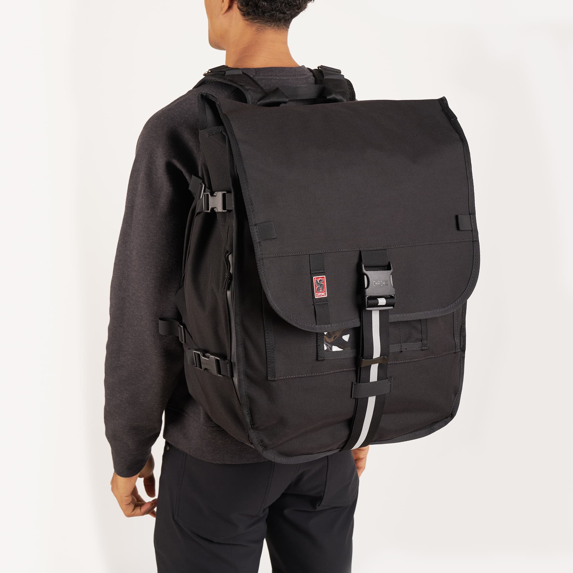 Warsaw Backpack in black back view #color_black